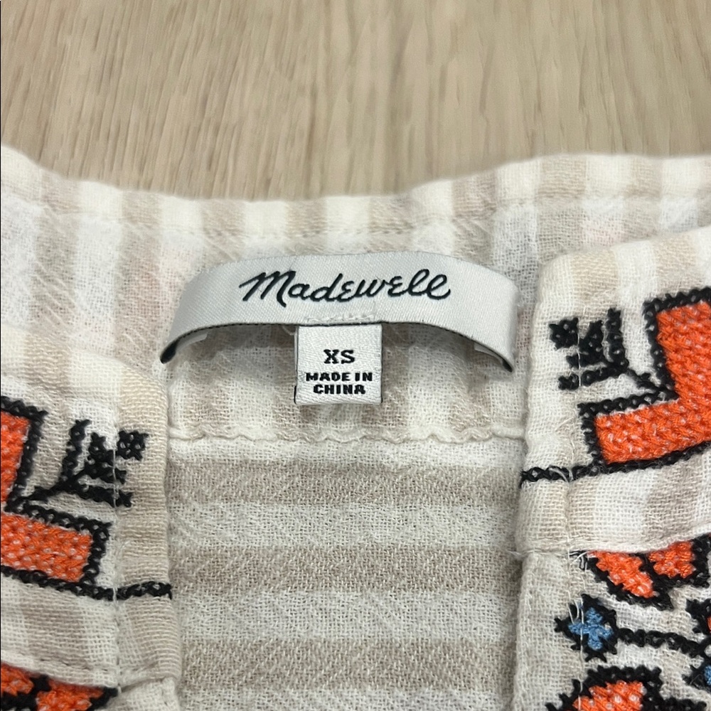 Madewell XS Embroidered Striped Women's Top - Picture 5 of 6